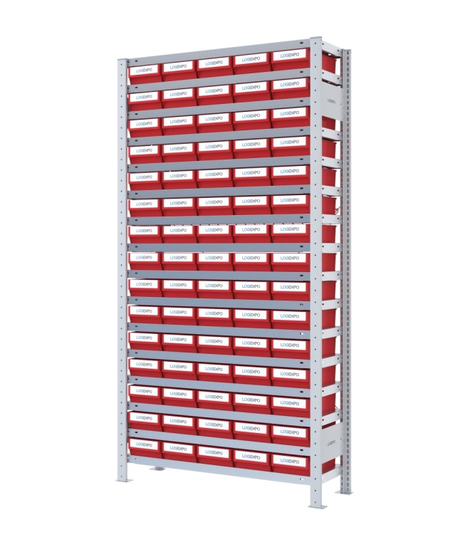 SCAFFALE A CONTENITORI PER MINUTERIA con 75 Cassette in plastica