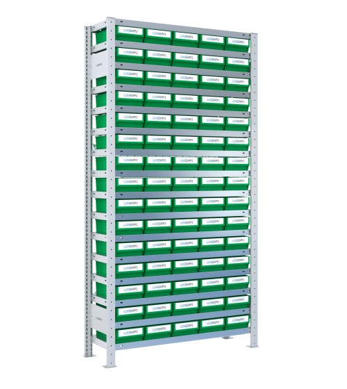 SCAFFALE A CONTENITORI PER MINUTERIA con 75 Cassette in plastica