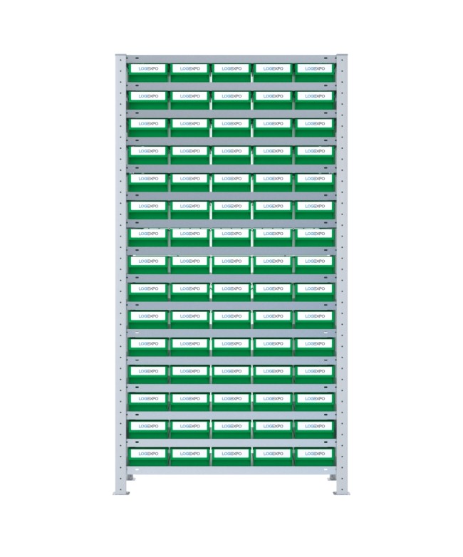 SCAFFALE A CONTENITORI PER MINUTERIA con 75 Cassette in plastica