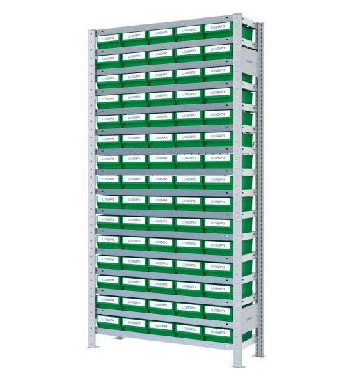 SCAFFALE A CONTENITORI PER MINUTERIA con 75 Cassette in plastica