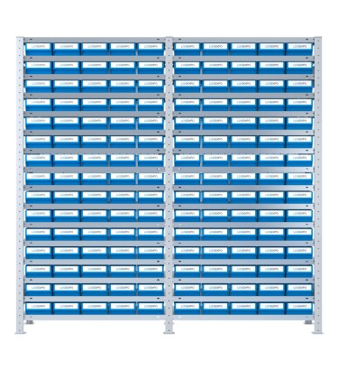 SCAFFALATURA CON CONTENITORI PER MINUTERIE - 150 Cassette in plastica 2