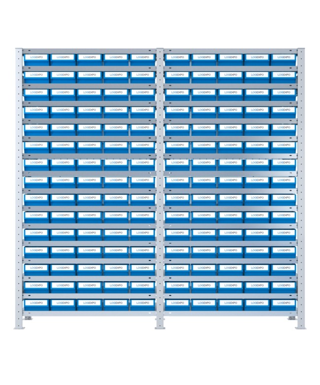 SCAFFALATURA CON CONTENITORI PER MINUTERIE - 150 Cassette in plastica