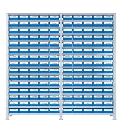 SCAFFALATURA CON CONTENITORI PER MINUTERIE - 150 Cassette in plastica