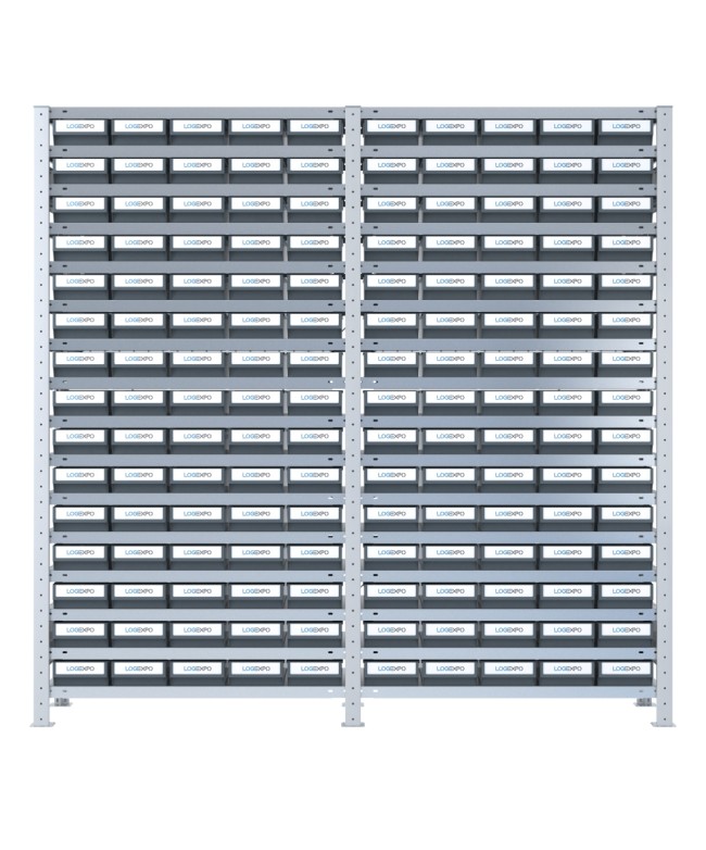 SCAFFALATURA CON CONTENITORI PER MINUTERIE - 150 Cassette in plastica