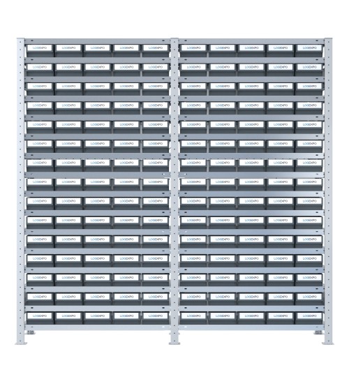 SCAFFALATURA CON CONTENITORI PER MINUTERIE - 150 Cassette in plastica