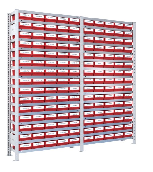 SCAFFALATURA CON CONTENITORI PER MINUTERIE - 150 Cassette in plastica