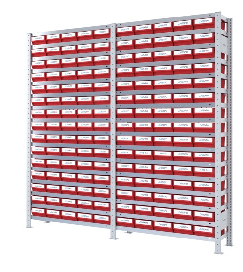 SCAFFALATURA CON CONTENITORI PER MINUTERIE - 150 Cassette in plastica