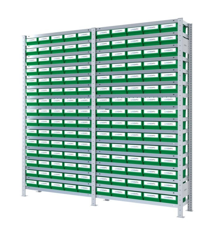 SCAFFALATURA CON CONTENITORI PER MINUTERIE - 150 Cassette in plastica