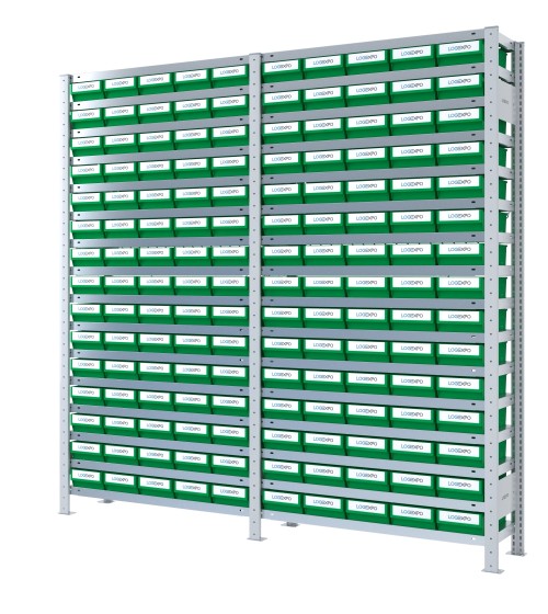 SCAFFALATURA CON CONTENITORI PER MINUTERIE - 150 Cassette in plastica