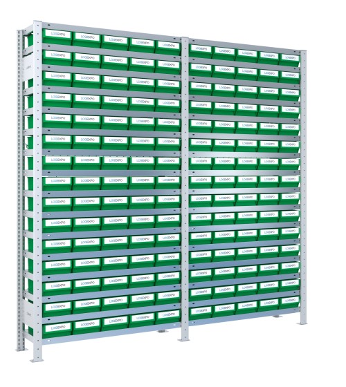 SCAFFALATURA CON CONTENITORI PER MINUTERIE - 150 Cassette in plastica