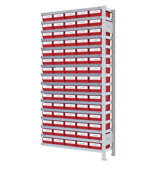 SCAFFALE AGGIUNTIVO CON CONTENITORI - 75 Cassette per minuteria