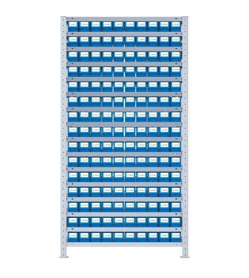 SCAFFALE PORTAMINUTERIA CON CONTENITORI - 150 Cassette estraibili in plastica