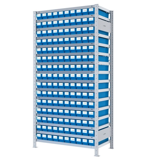 SCAFFALE PORTAMINUTERIA CON CONTENITORI - 150 Cassette estraibili in plastica