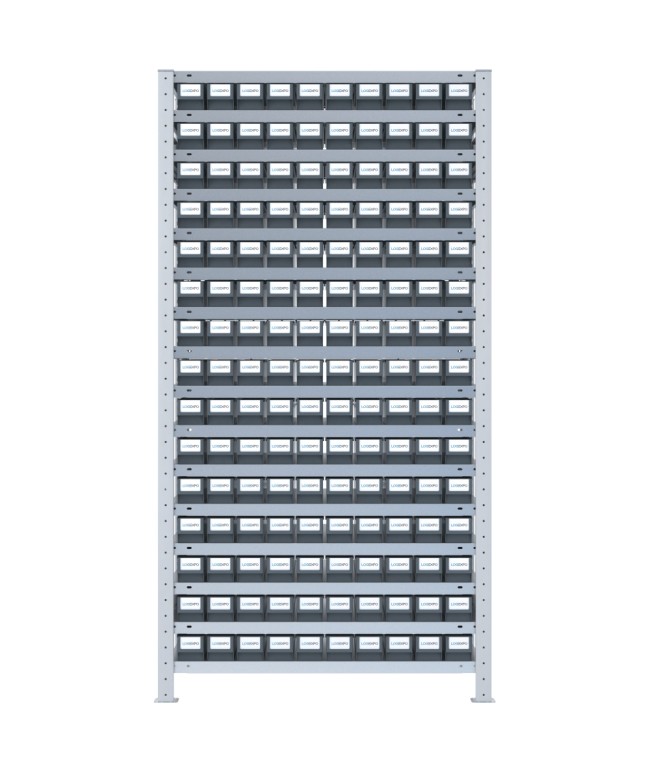 SCAFFALE PORTAMINUTERIA CON CONTENITORI - 150 Cassette estraibili in plastica