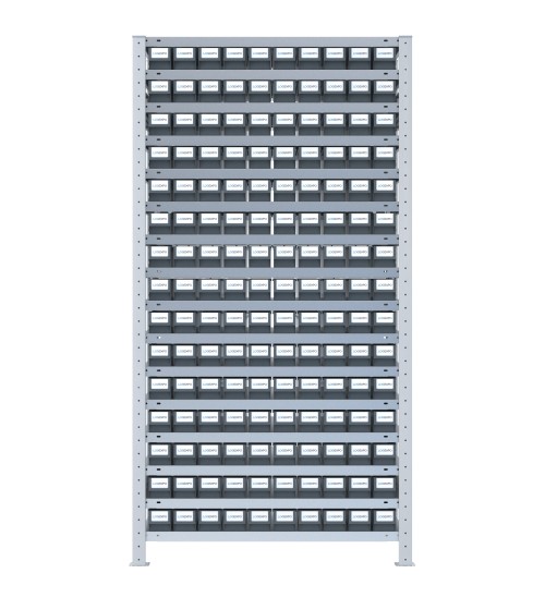 SCAFFALE PORTAMINUTERIA CON CONTENITORI - 150 Cassette estraibili in plastica