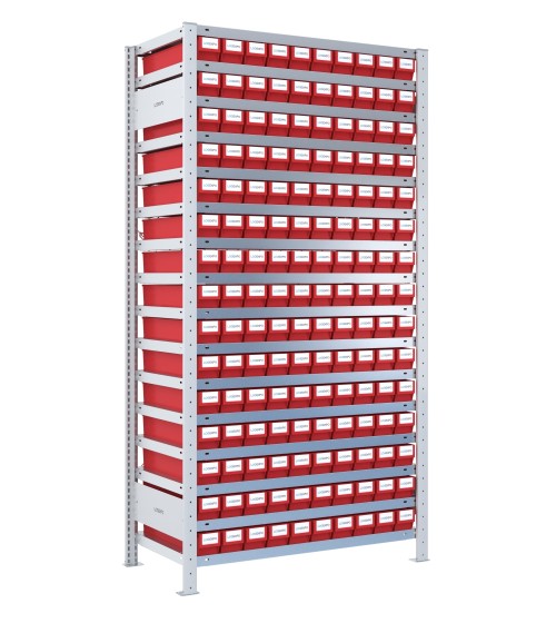 SCAFFALE PORTAMINUTERIA CON CONTENITORI - 150 Cassette estraibili in plastica