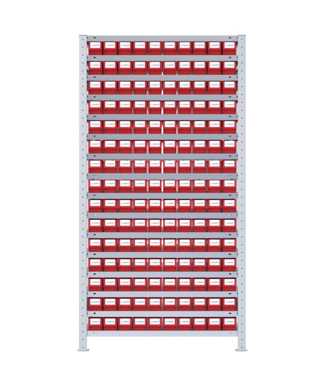 SCAFFALE PORTAMINUTERIA CON CONTENITORI - 150 Cassette estraibili in plastica