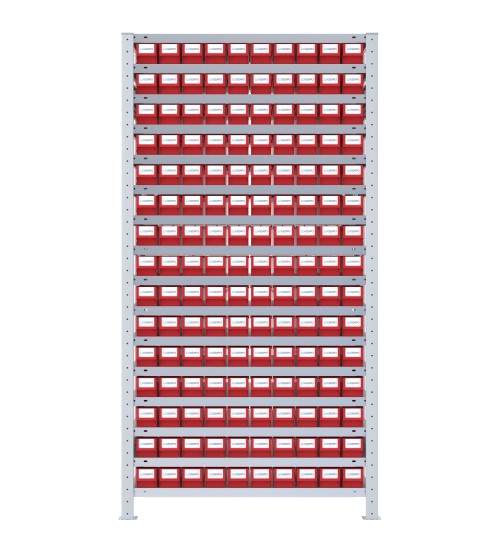 SCAFFALE PORTAMINUTERIA CON CONTENITORI - 150 Cassette estraibili in plastica