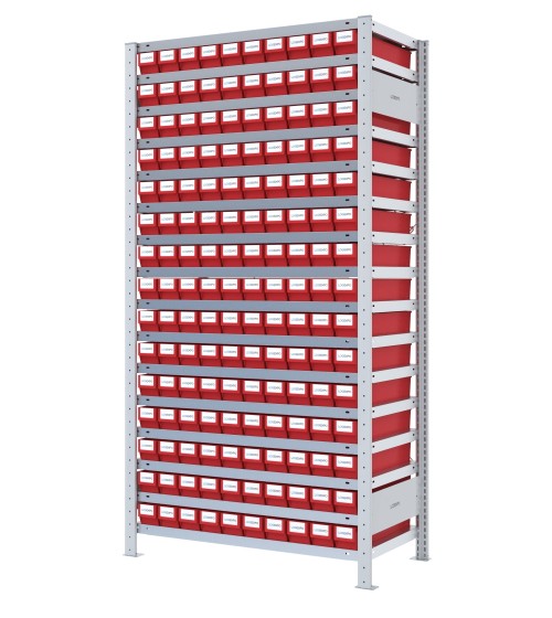 SCAFFALE PORTAMINUTERIA CON CONTENITORI - 150 Cassette estraibili in plastica