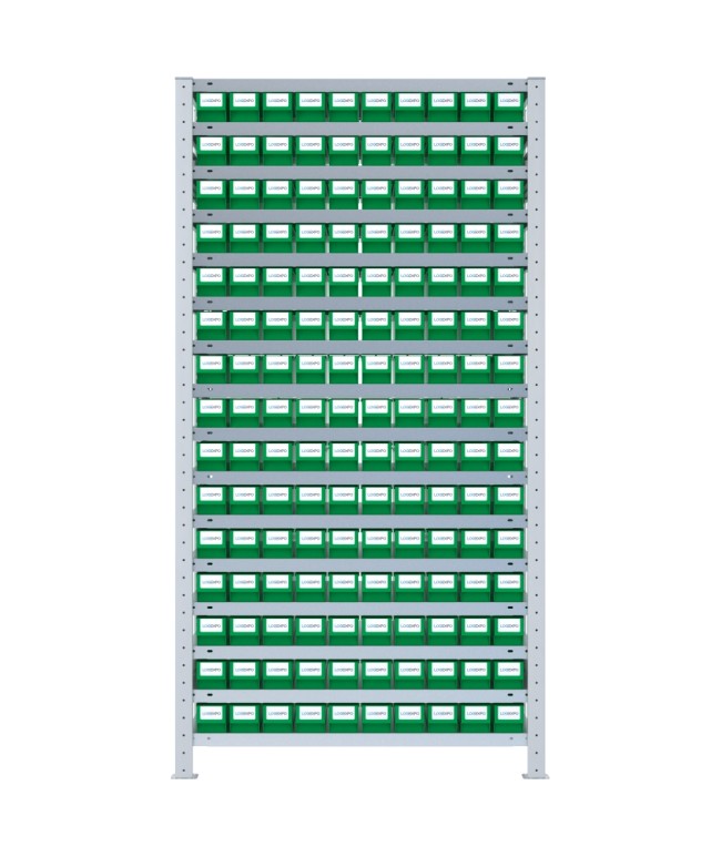 SCAFFALE PORTAMINUTERIA CON CONTENITORI - 150 Cassette estraibili in plastica