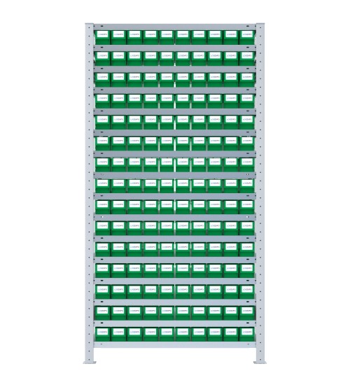 SCAFFALE PORTAMINUTERIA CON CONTENITORI - 150 Cassette estraibili in plastica