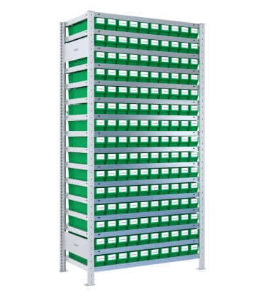 SCAFFALE PORTAMINUTERIA CON CONTENITORI - 150 Cassette estraibili in plastica