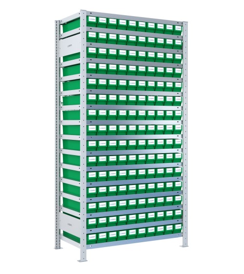 SCAFFALE PORTAMINUTERIA CON CONTENITORI - 150 Cassette estraibili in plastica