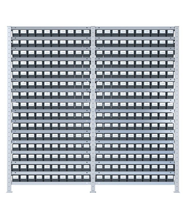SCAFFALI CON CONTENITORI PORTA MINUTERIA - 300 Cassette estraibili in plastica