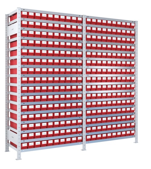 SCAFFALI CON CONTENITORI PORTA MINUTERIA - 300 Cassette estraibili in plastica