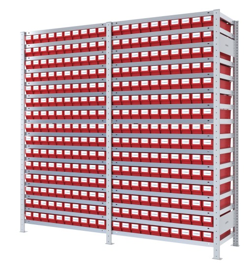 SCAFFALI CON CONTENITORI PORTA MINUTERIA - 300 Cassette estraibili in plastica