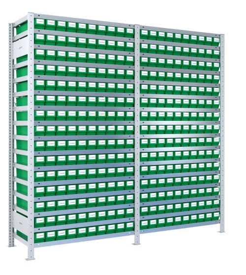 SCAFFALI CON CONTENITORI PORTA MINUTERIA - 300 Cassette estraibili in plastica