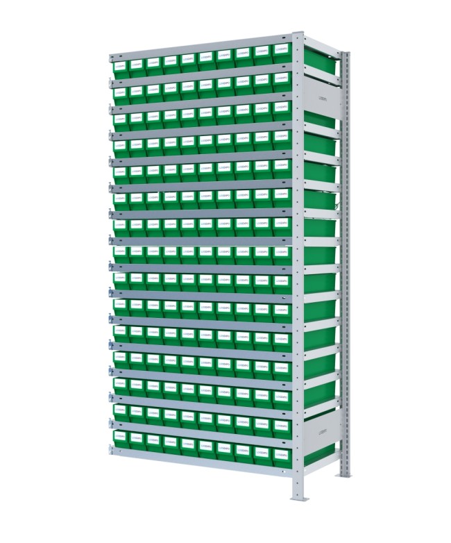 SCAFFALE AGGIUNTIVO CON CONTENITORI - 150 Cassette estraibili porta minuterie