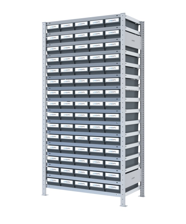 SCAFFALATURA CON CONTENITORI - 75 Cassette estraibili porta minuteria