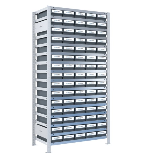 SCAFFALATURA CON CONTENITORI - 75 Cassette estraibili porta minuteria