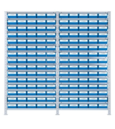 DOPPIO SCAFFALE CON CASSETTE PORTA MINUTERIA - 150 Contenitori estraibili 2