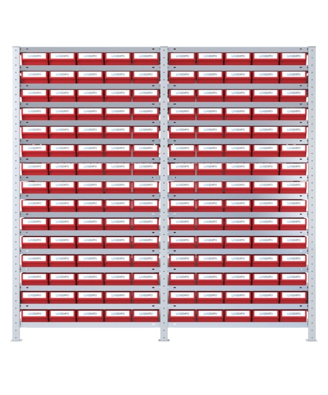 DOPPIO SCAFFALE CON CASSETTE PORTA MINUTERIA - 150 Contenitori estraibili