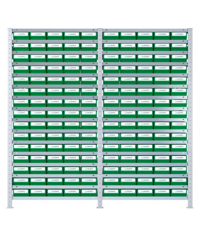 DOPPIO SCAFFALE CON CASSETTE PORTA MINUTERIA - 150 Contenitori estraibili