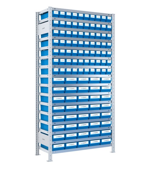 SCAFFALE CON CONTENITORI A CASSETTI - Completo di 110 Cassette in plastica