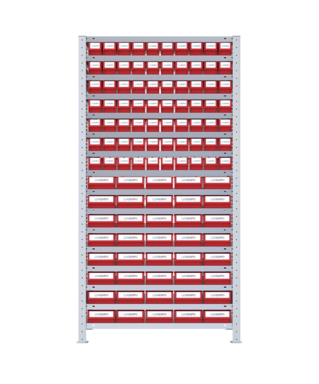 SCAFFALE CON CONTENITORI A CASSETTI - Completo di 110 Cassette in plastica