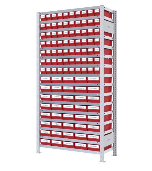 SCAFFALE CON CONTENITORI A CASSETTI - Completo di 110 Cassette in plastica