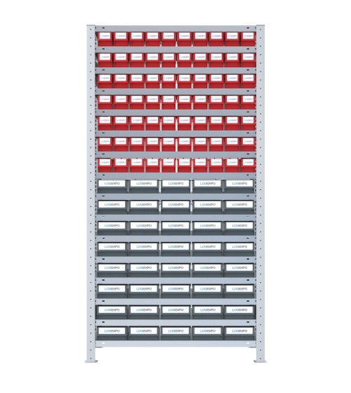 SCAFFALE CON CONTENITORI A CASSETTI - Completo di 110 Cassette in plastica
