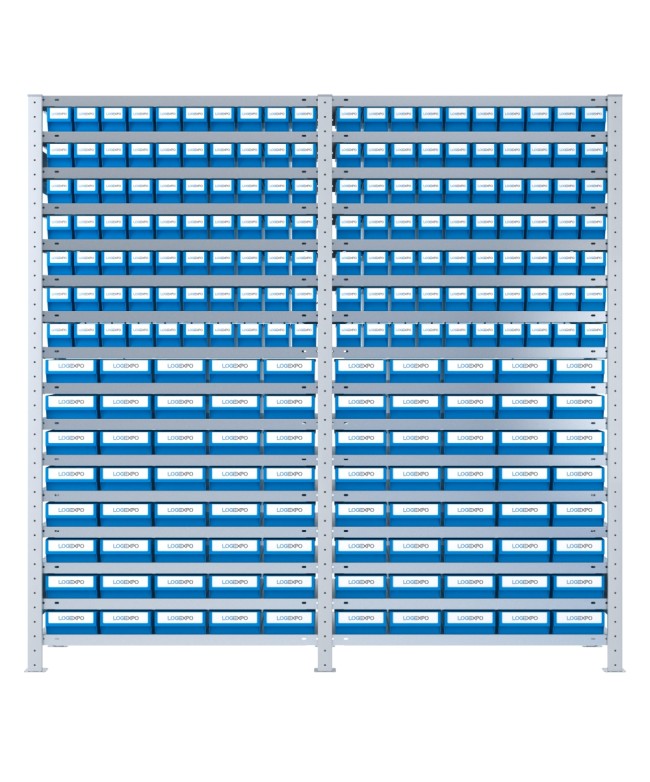 SCAFFALATURA CON CASSETTINE ESTRAIBILI - 220 Contenitori in plastica