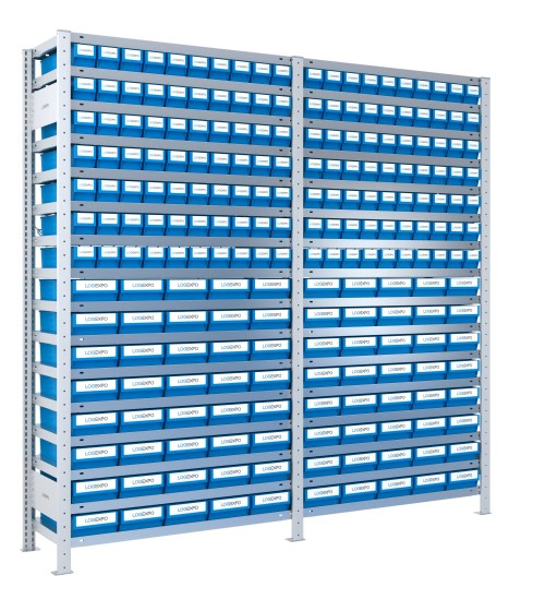 SCAFFALATURA CON CASSETTINE ESTRAIBILI - 220 Contenitori in plastica