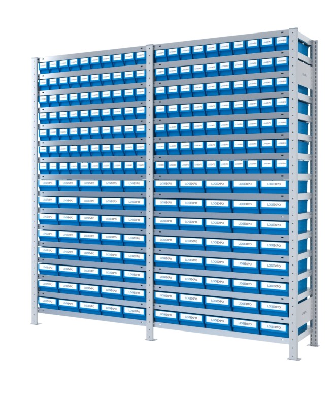 SCAFFALATURA CON CASSETTINE ESTRAIBILI - 220 Contenitori in plastica