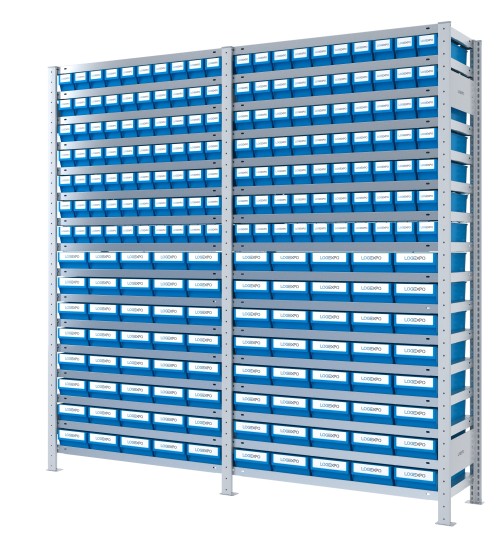 SCAFFALATURA CON CASSETTINE ESTRAIBILI - 220 Contenitori in plastica