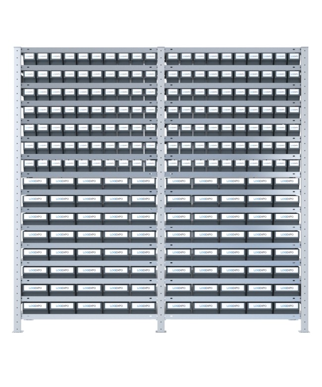SCAFFALATURA CON CASSETTINE ESTRAIBILI - 220 Contenitori in plastica