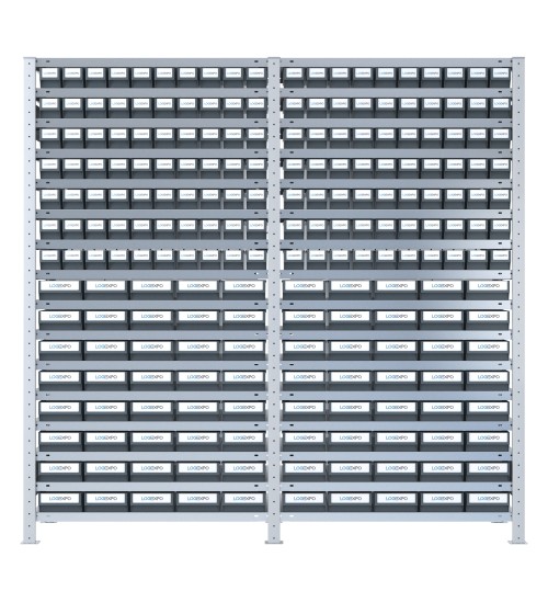 SCAFFALATURA CON CASSETTINE ESTRAIBILI - 220 Contenitori in plastica