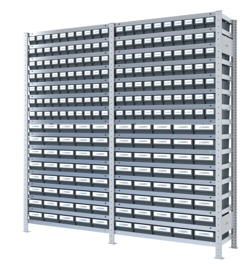 SCAFFALATURA CON CASSETTINE ESTRAIBILI - 220 Contenitori in plastica