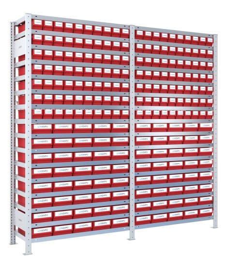 SCAFFALATURA CON CASSETTINE ESTRAIBILI - 220 Contenitori in plastica