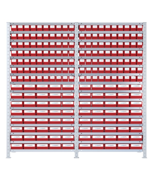 SCAFFALATURA CON CASSETTINE ESTRAIBILI - 220 Contenitori in plastica